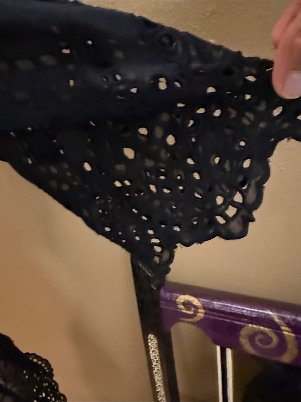 Navy Eyelet Drawstring Tunic Top - Picture 3 of 3